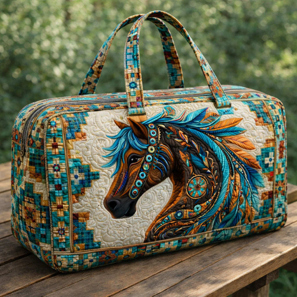 Native Feather Horse Quilted Duffle Bag GFTOHD13720
