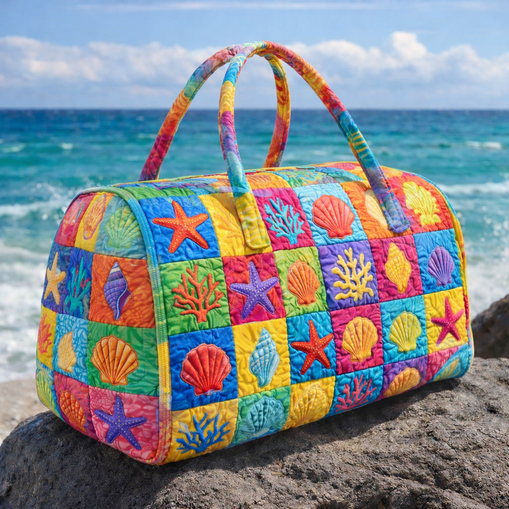 Tropical Seashell Mosaic Quilted Duffle Bag GFTOHD13815
