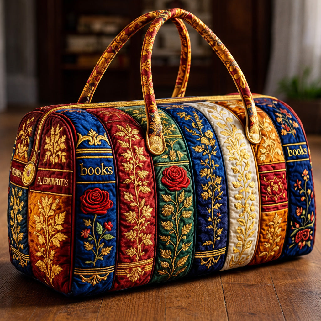 Vintage Book Spines Quilted Duffle Bag GFTOHD13822
