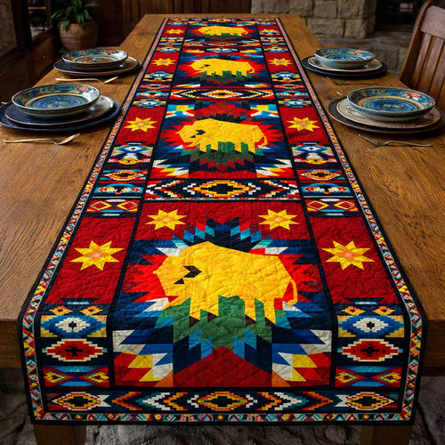 Golden Buffalo Spirit Quilted Table Runner GFTOHD13830