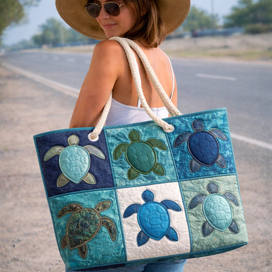 Blue Turtle Voyage Quilted Beach Bag GFTOHD13854