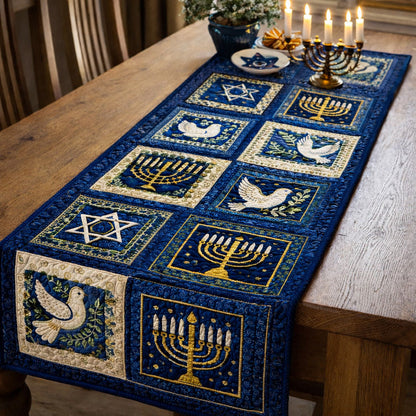 Sacred Hanukkah Night Quilted Table Runner GFTOHD13862