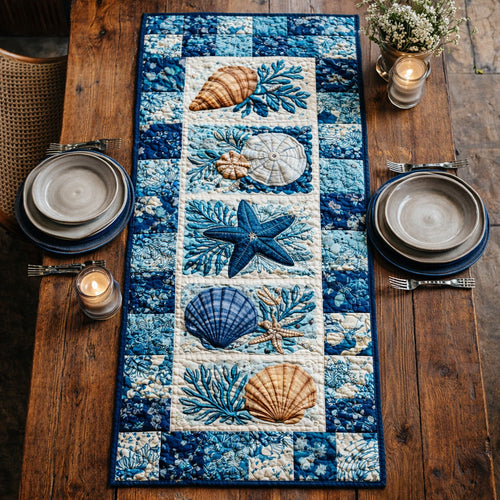 Blue Reef Patchwork Quilted Table Runner GFTOHD13869