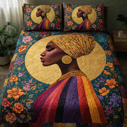 African Grace Beauty 3-Piece Quilted Bedding Set GFTOHD13899