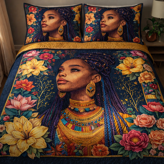 Royal Nubian Bloom 3-Piece Quilted Bedding Set GFTOHD13901