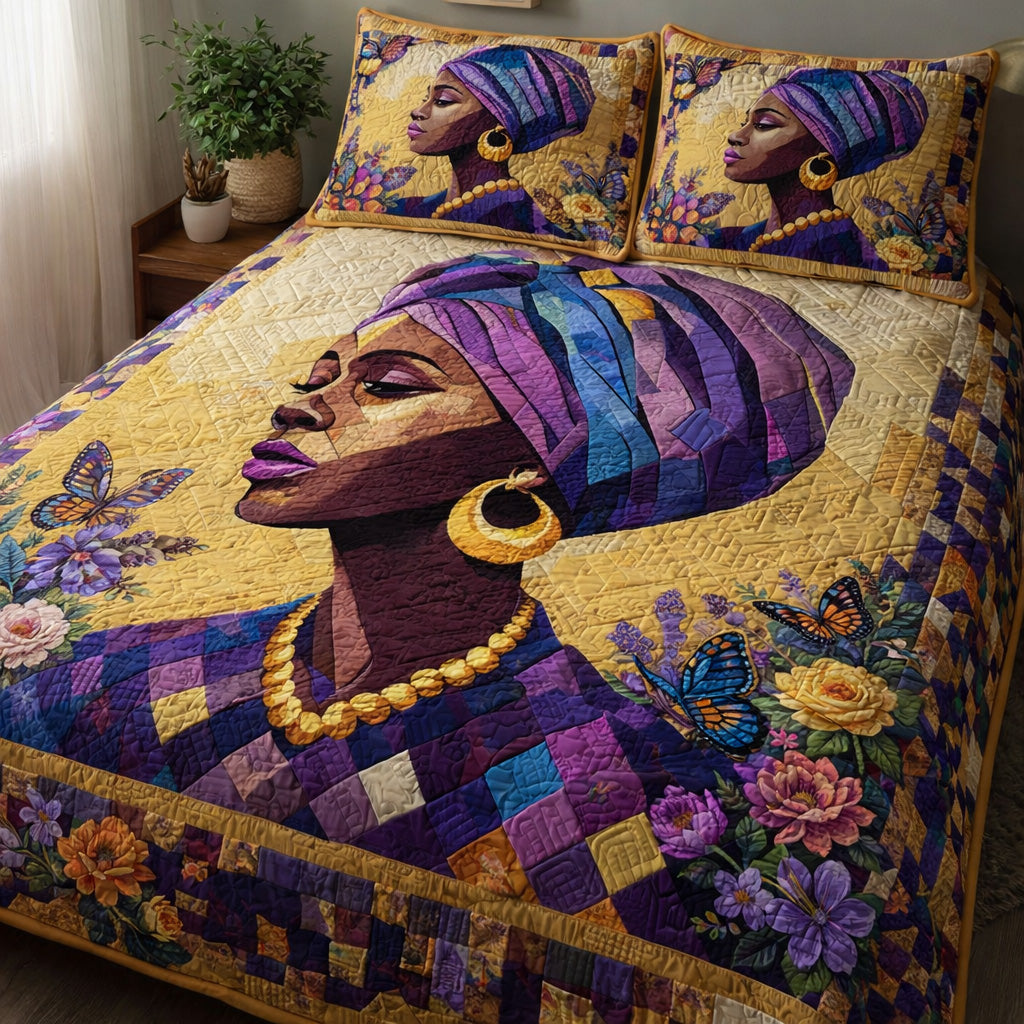 Radiant African Muse 3-Piece Quilted Bedding Set GFTOHD13904
