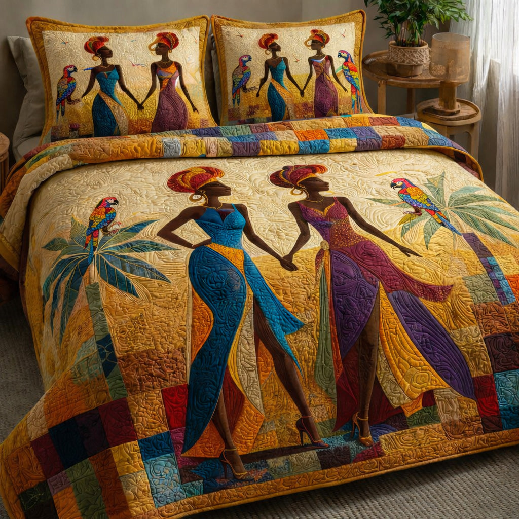 Majestic African Sisters 3-Piece Quilted Bedding Set GFTOHD13908