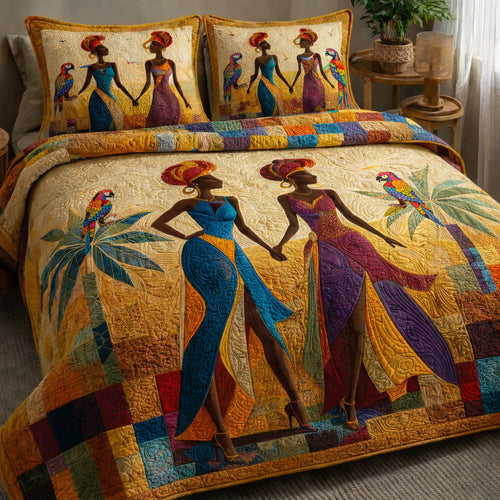Majestic African Sisters 3-Piece Quilted Bedding Set GFTOHD13908