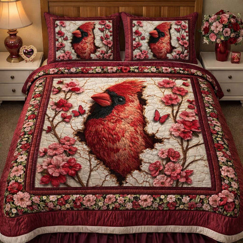 Blossom Heart Cardinal 3-Piece Quilted Bedding Set GFTOHD14093