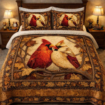 Golden Oak Cardinals 3-Piece Quilted Bedding Set GFTOHD14097