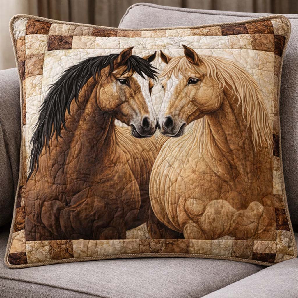 Twin Horses Quilted Pillow Case GFTOHD14120