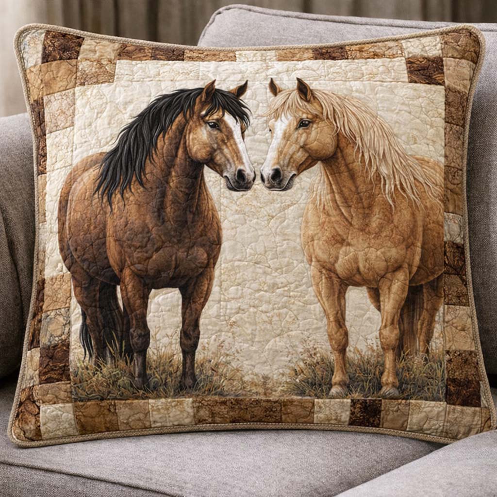 Twin Horses Quilted Pillow Case GFTOHD14121