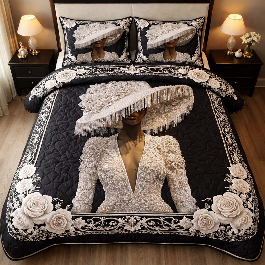 Midnight Pearl Muse 3-Piece Quilted Bedding Set GFTOHD14151