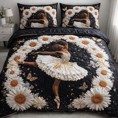 Golden Daisy Ballerina 3-Piece Quilted Bedding Set GFTOHD14153