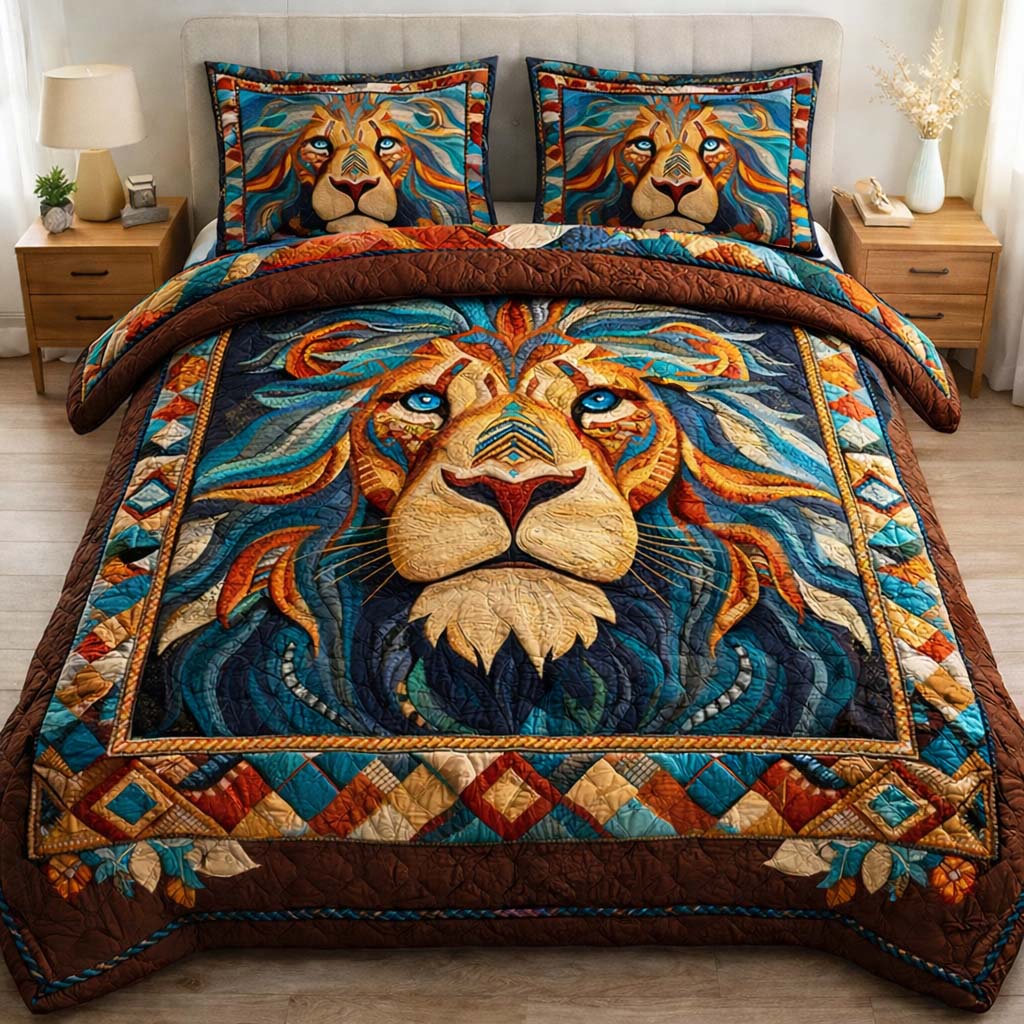 Tribal Lionheart 3-Piece Quilted Bedding Set GFTOHD14165