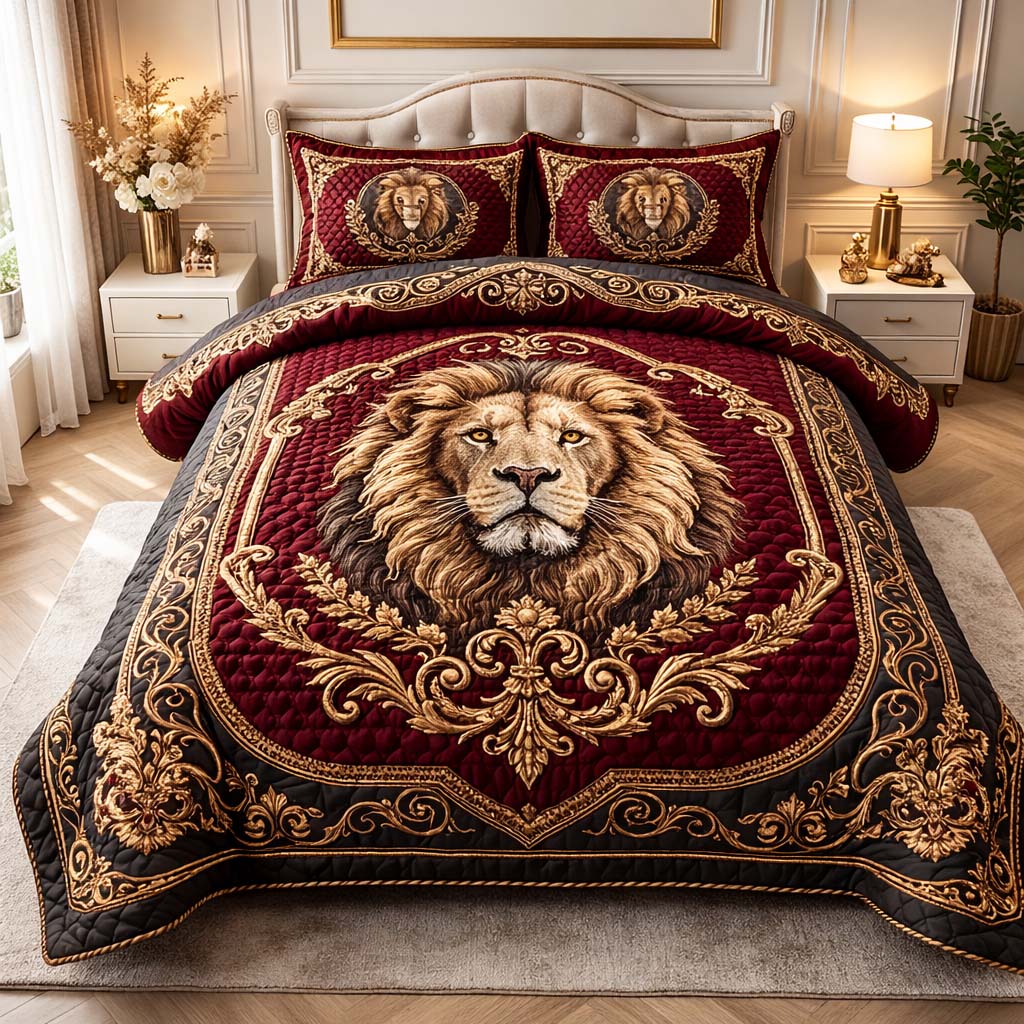 Royal Crimson 3-Piece Quilted Bedding Set GFTOHD14166