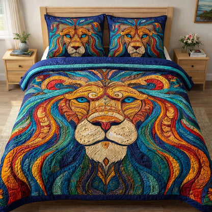 Azure Lion 3-Piece Quilted Bedding Set GFTOHD14167