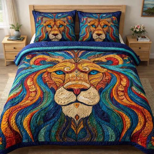 Azure Lion 3-Piece Quilted Bedding Set GFTOHD14167