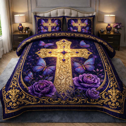 Celestial Butterfly Cross 3-Piece Quilted Bedding Set GFTOHD14192