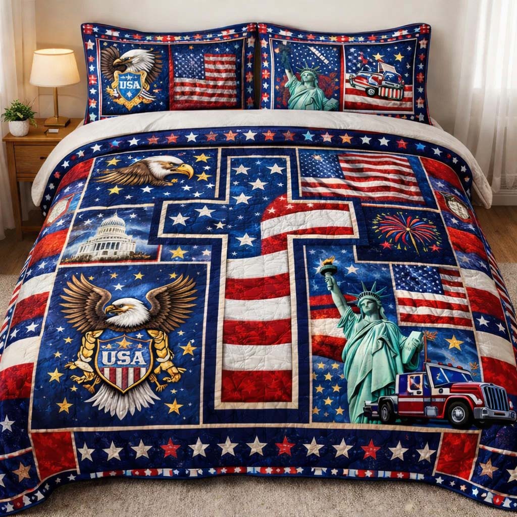 Patriot Crossroads 3-Piece Quilted Bedding Set GFTOHD14209