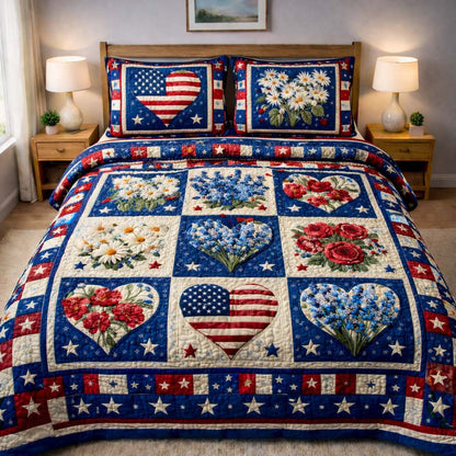 Floral Freedom 3-Piece Quilted Bedding Set GFTOHD14211