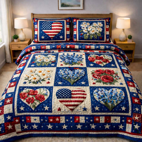 Floral Freedom 3-Piece Quilted Bedding Set GFTOHD14211