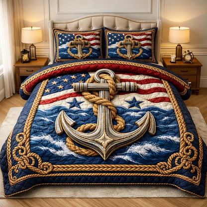 Patriot Anchor 3-Piece Quilted Bedding Set GFTOHD14212