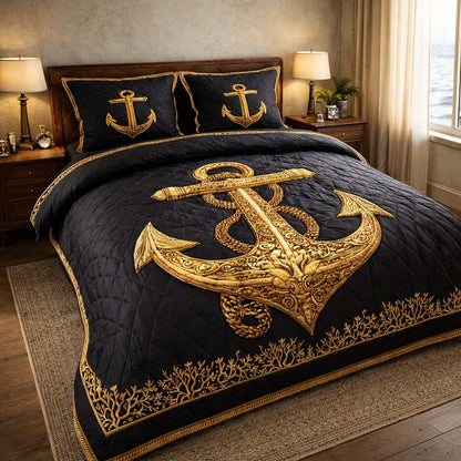Midnight Anchor 3-Piece Quilted Bedding Set GFTOHD14217