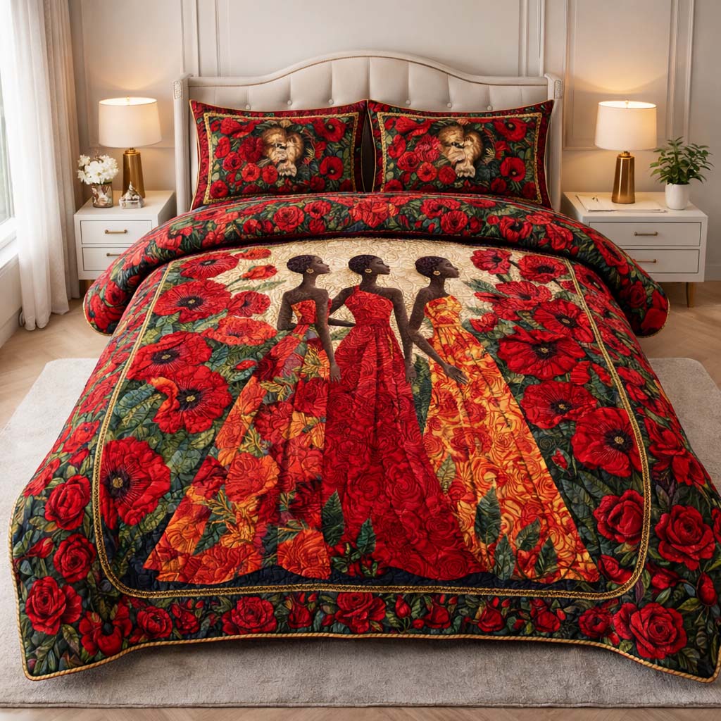 Crimson Queens 3-Piece Quilted Bedding Set GFTOHD14222
