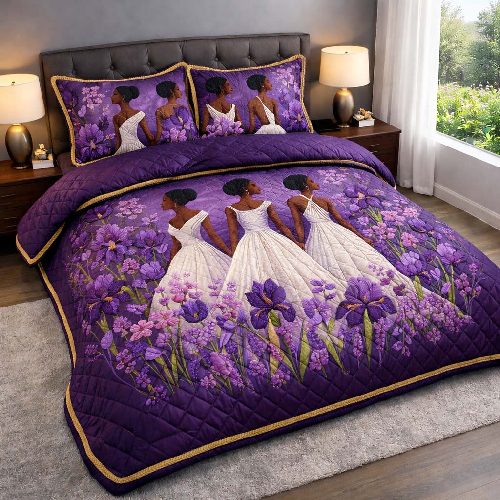 Violet Elegance 3-Piece Quilted Bedding Set GFTOHD14225