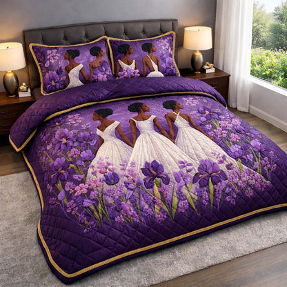Violet Elegance 3-Piece Quilted Bedding Set GFTOHD14225