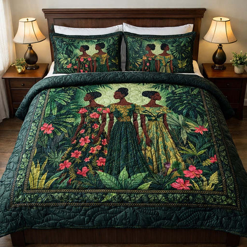 Emerald Queens 3-Piece Quilted Bedding Set GFTOHD14226