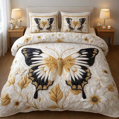 Golden Monarch 3-Piece Quilted Bedding Set GFTOHD14294