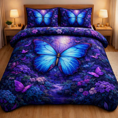 Midnight Butterfly 3-Piece Quilted Bedding Set GFTOHD14299