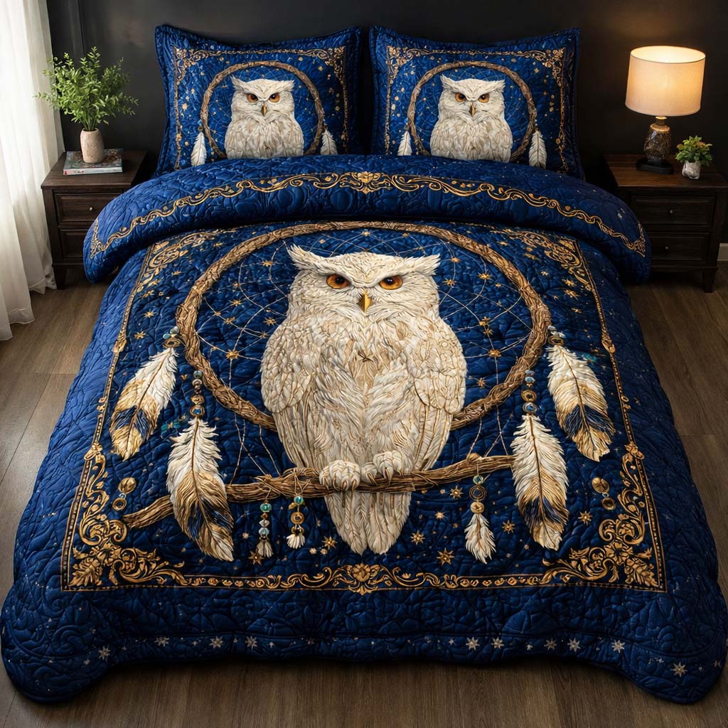 Celestial Owl Dream 3-Piece Quilted Bedding Set GFTOHD14312