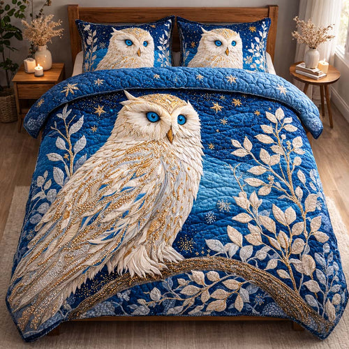Golden Night Owl 3-Piece Quilted Bedding Set GFTOHD14313