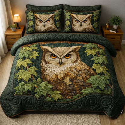 Forest Guardian Owl 3-Piece Quilted Bedding Set GFTOHD14315