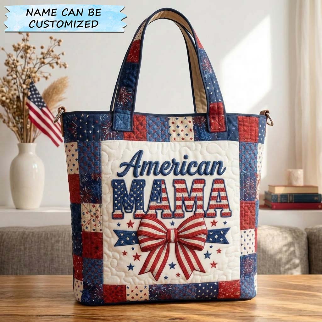 Patriotic Heart Glow Quilted Tote Bag GFTOHD14395