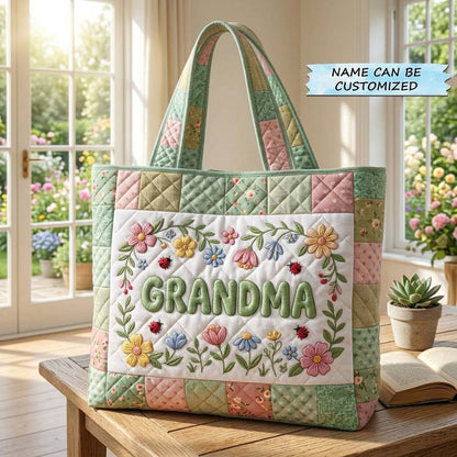 Floral Grace Bloom Quilted Tote Bag GFTOHD14396