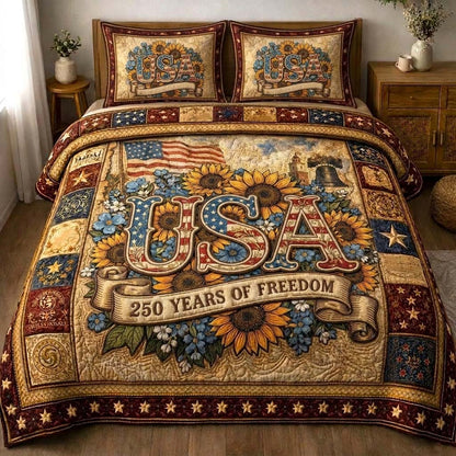 Freedom Bloom 3-Piece Quilted Bedding Set GFTOHD14406