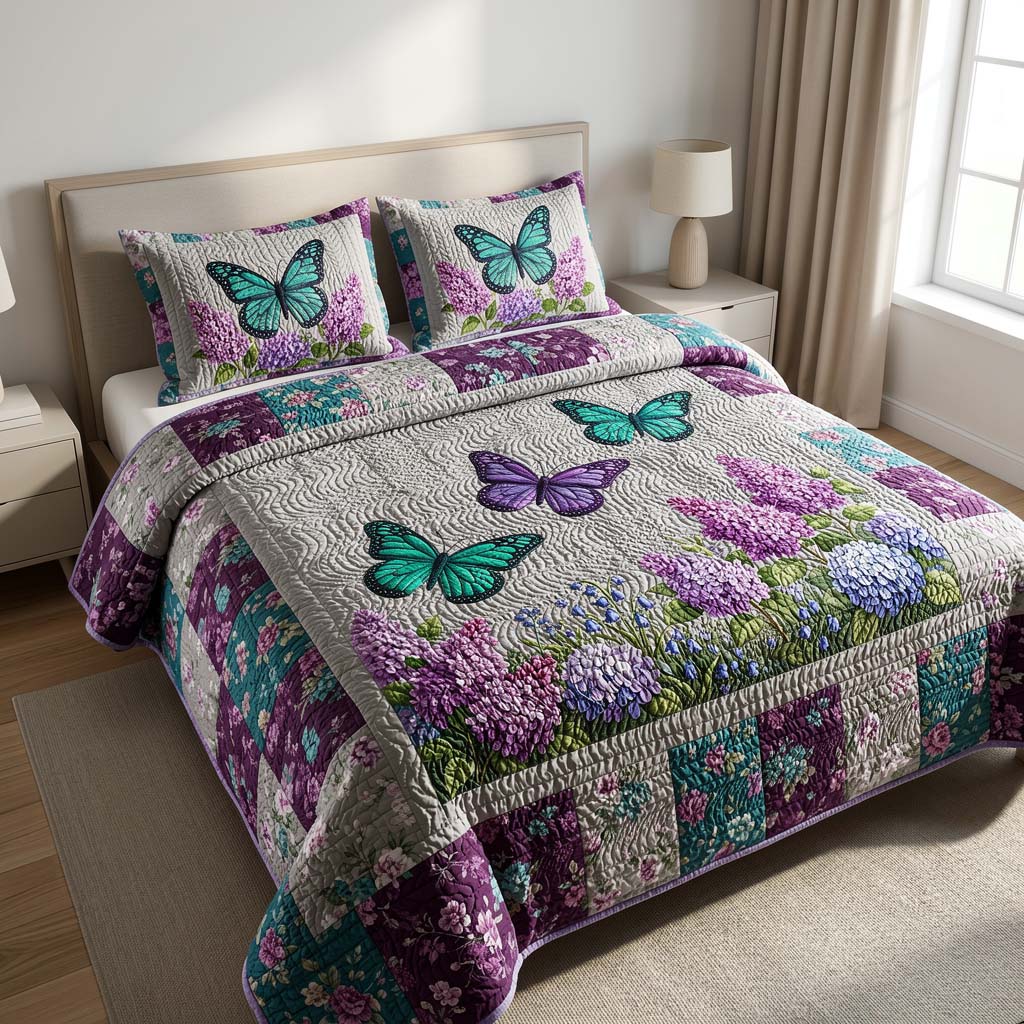 Butterfly Heaven 3-Piece Quilted Bedding Set GFTOHD14429