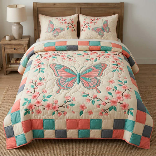 Butterfly Heaven 3-Piece Quilted Bedding Set GFTOHD14433