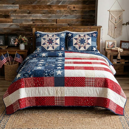 Freedom Flag 3-Piece Quilted Bedding Set GFTOHD14440