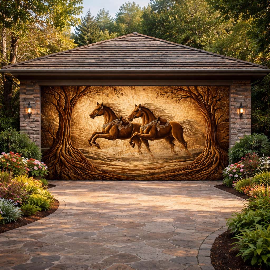 Golden Gallop Garage Door Banner GFTOHD14458