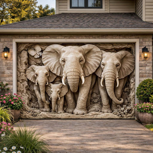 Elephant Family Guardians Garage Door Banner GFTOHD14498