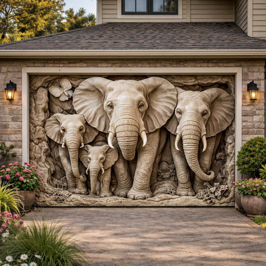 Elephant Family Guardians Garage Door Banner GFTOHD14498