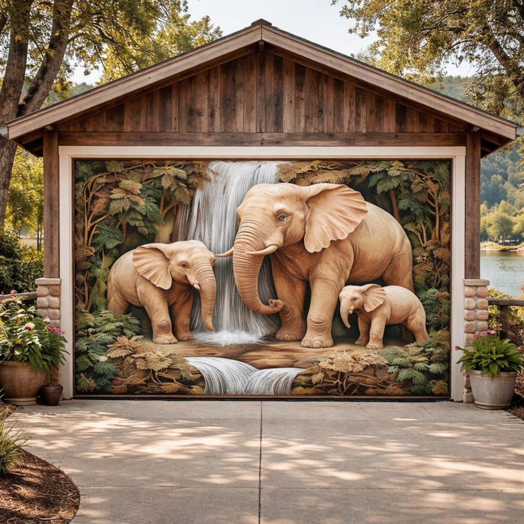 Elephant Jungle Haven Garage Door Banner GFTOHD14499