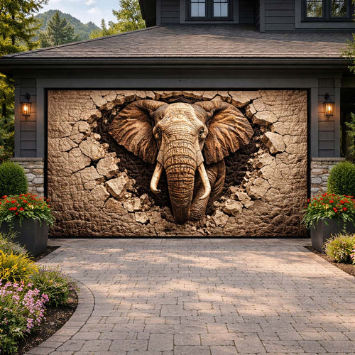 Elephant Stone Breaker Garage Door Banner GFTOHD14500
