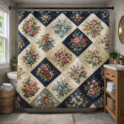 Meadow Blooms Patchwork Shower Curtain GFTOHD14561