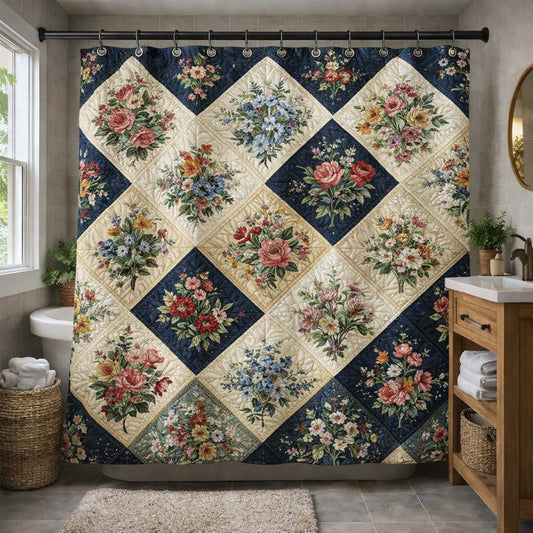 Meadow Blooms Patchwork Shower Curtain GFTOHD14561